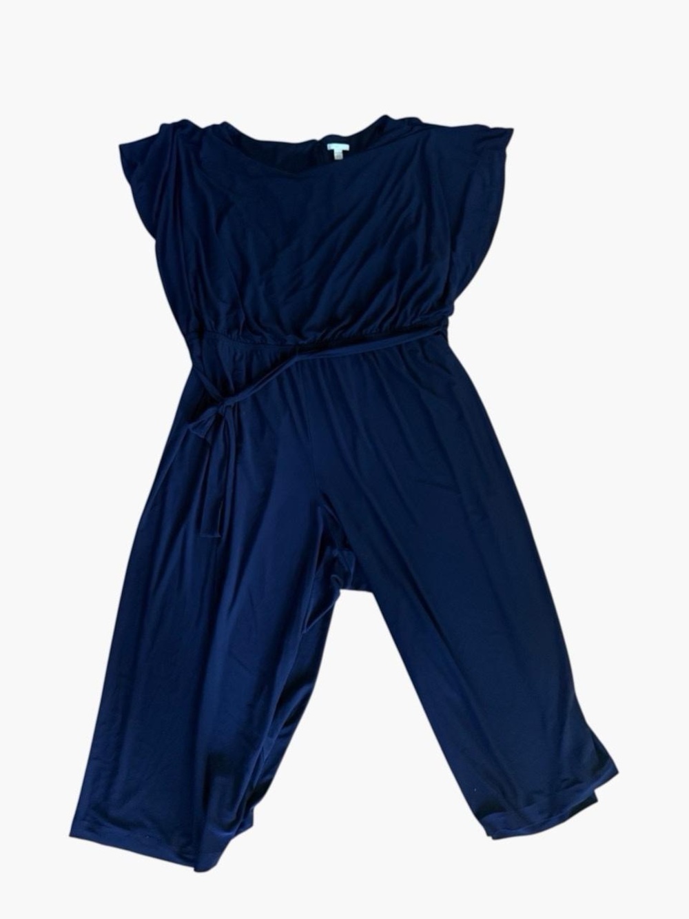 Elegant Draped Navy Blue Short-Sleeve Jumpsuit Cato Est. 1946 — Women’s 26-28W